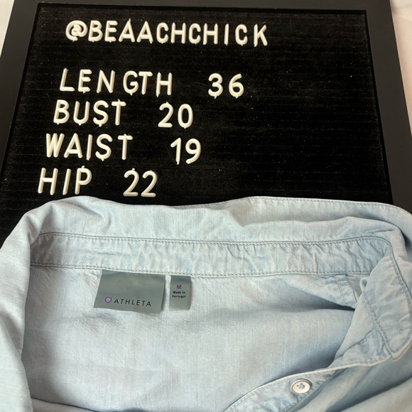 Athleta Stellar Shirt Dress Light Blue Indigo Chambray Size M Button Up 594664 - Picture 9 of 9